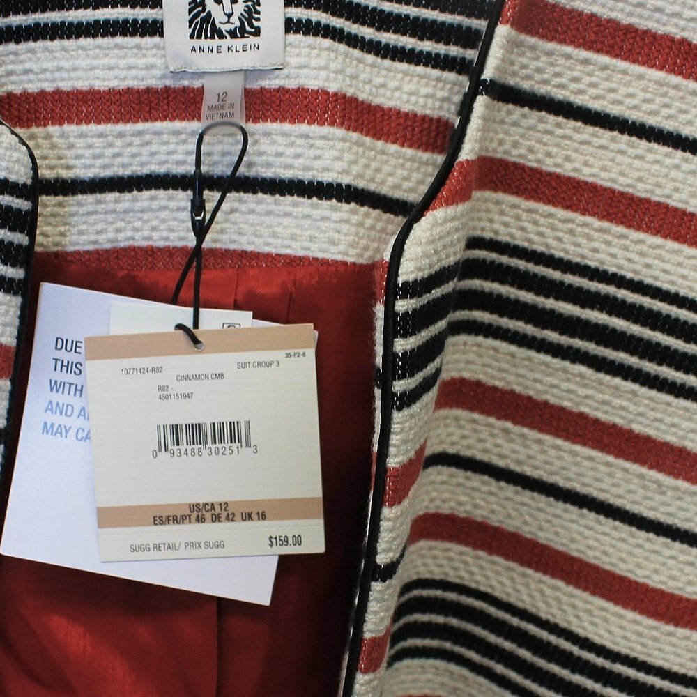 Anne Klein Piped Stripe Cardigan Jacket - Picture 5 of 5